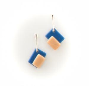 Bauhaus Blue Glass Earring