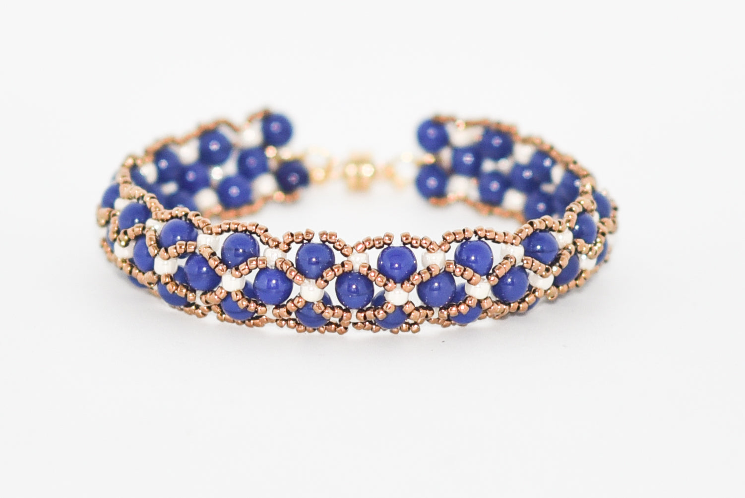 Bracelet Fantaisie Doré Et Bleu - Bijou Occasion, Parfait Pour Un Look Estival
