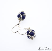 Load image into Gallery viewer, Bijoux-artisan-createur-atelier-art-france-histoire-bijoux-evidence-florence-buhler-Renaissance-Moyen-Age-Boucle-Oreille-perle-lapis-argent
