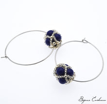 Charger l&#39;image dans la galerie, Bijoux-artisan-createur-atelier-art-france-histoire-bijoux-evidence-florence-buhler-Renaissance-Moyen-Age-Boucle-Oreille-perle-lapis-argent
