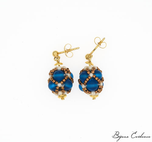 Bijoux-verre-artisan-art-createur-france-bijoux-evidence-florence-buhler-Renaissance-Moyen-Age-Boucle-Oreille-perle-Bleu