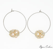 Load image into Gallery viewer, Bijoux-artisan-art-createur-france-bijoux-evidence-florence-buhler-Renaissance-Moyen-Age-Boucle-Oreille-perle-nacre
