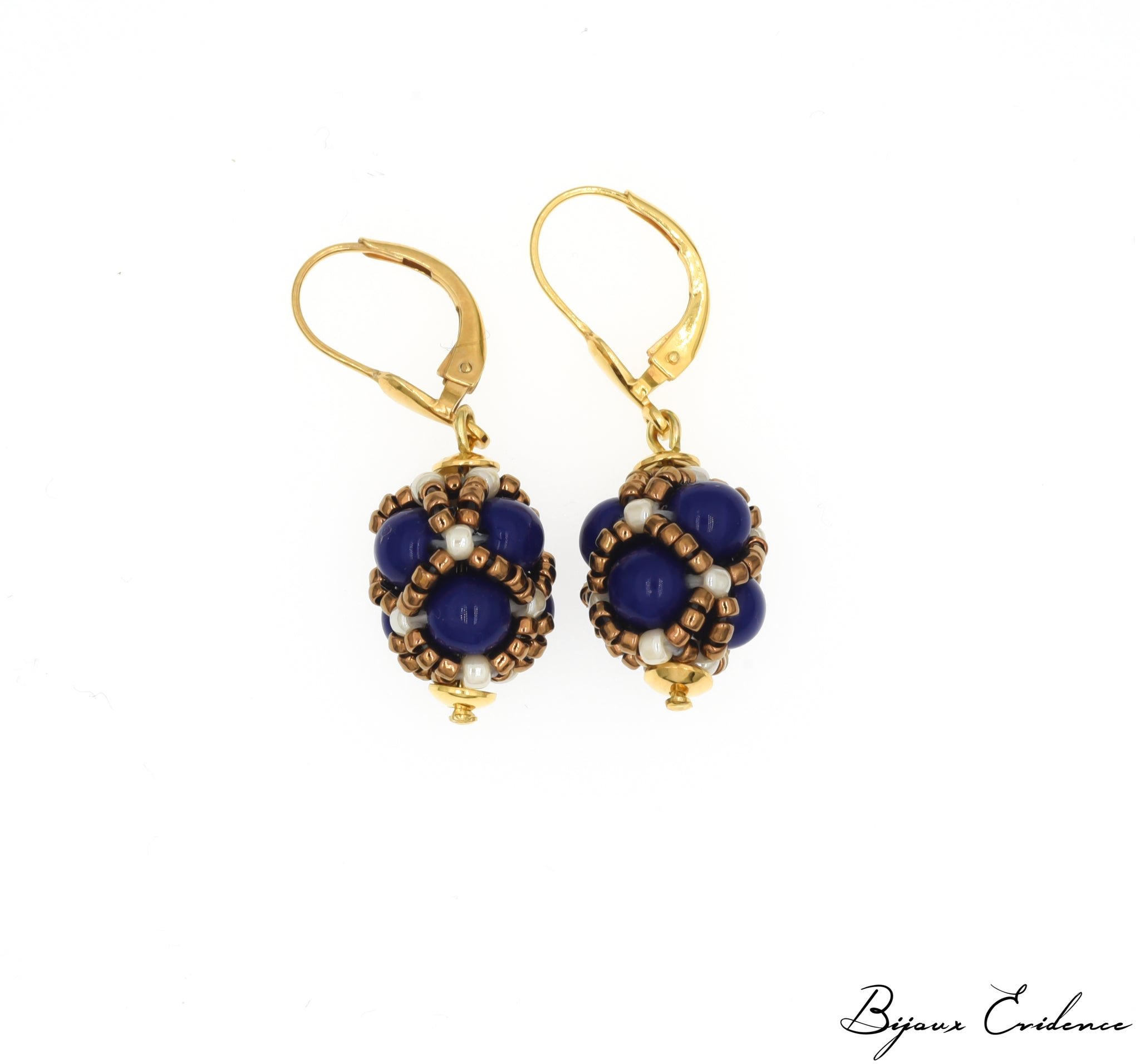 Boucles D’oreilles Renaissance – Cuivre Rouge Et Perles De Verre – Fait Main En France