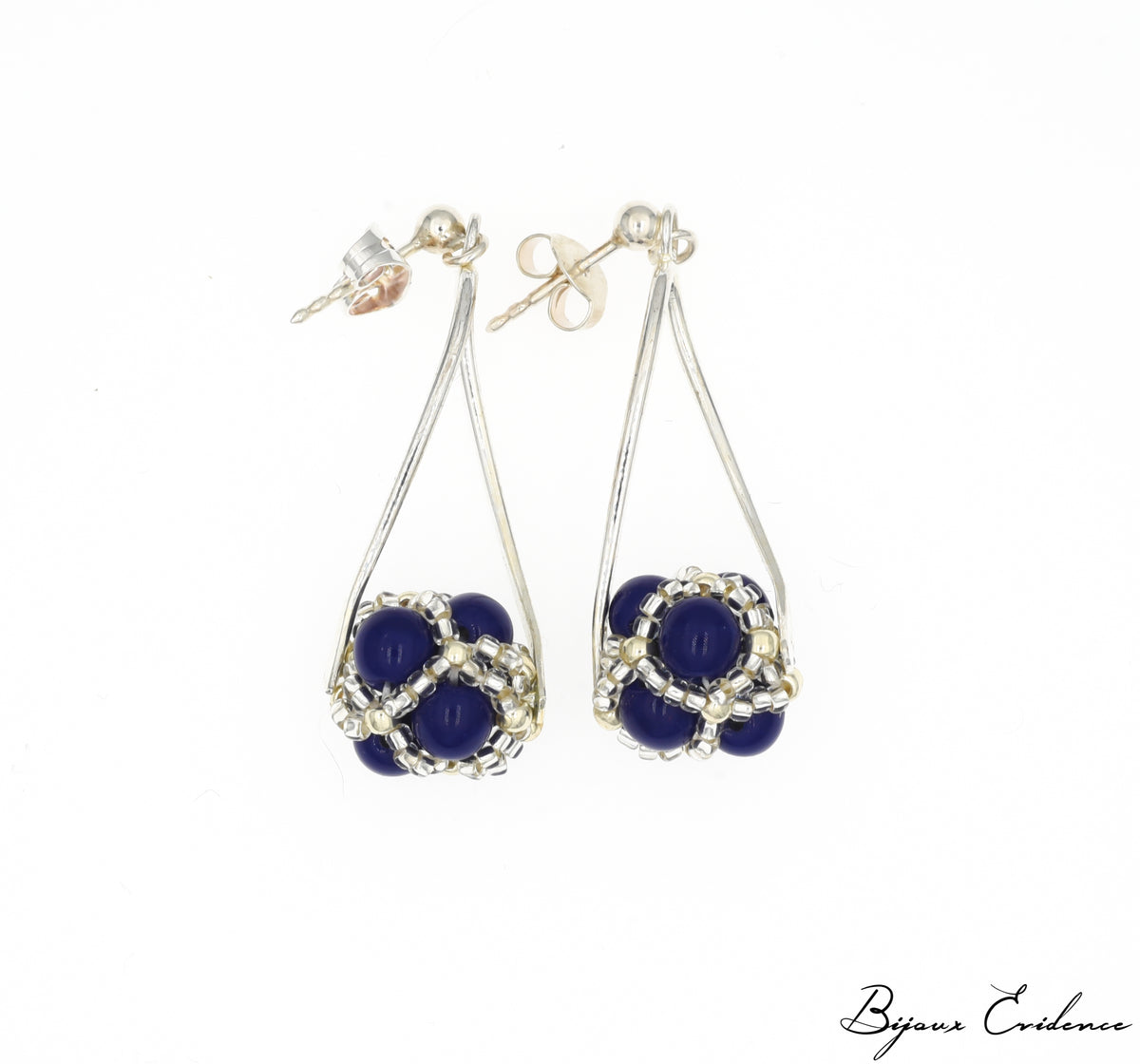 Boucles D'oreilles Pendantes Argent Massif 925 – Style Art Nouveau – Créateur – Occasion