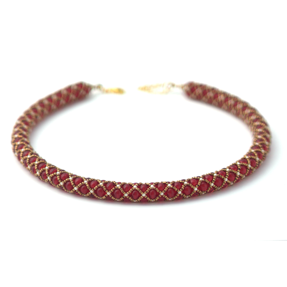 Collier Ancien En Grenat - Longueur 43 Cm - Métal Doré - Très Bon état Avec Quelques Traces