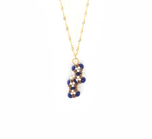 PPC-LIB-Pententif-Perle-Tissage-Verre-Renaissance-Bijoux-Evidence-Chaine-Argent925-Lapis-Bleu-Or